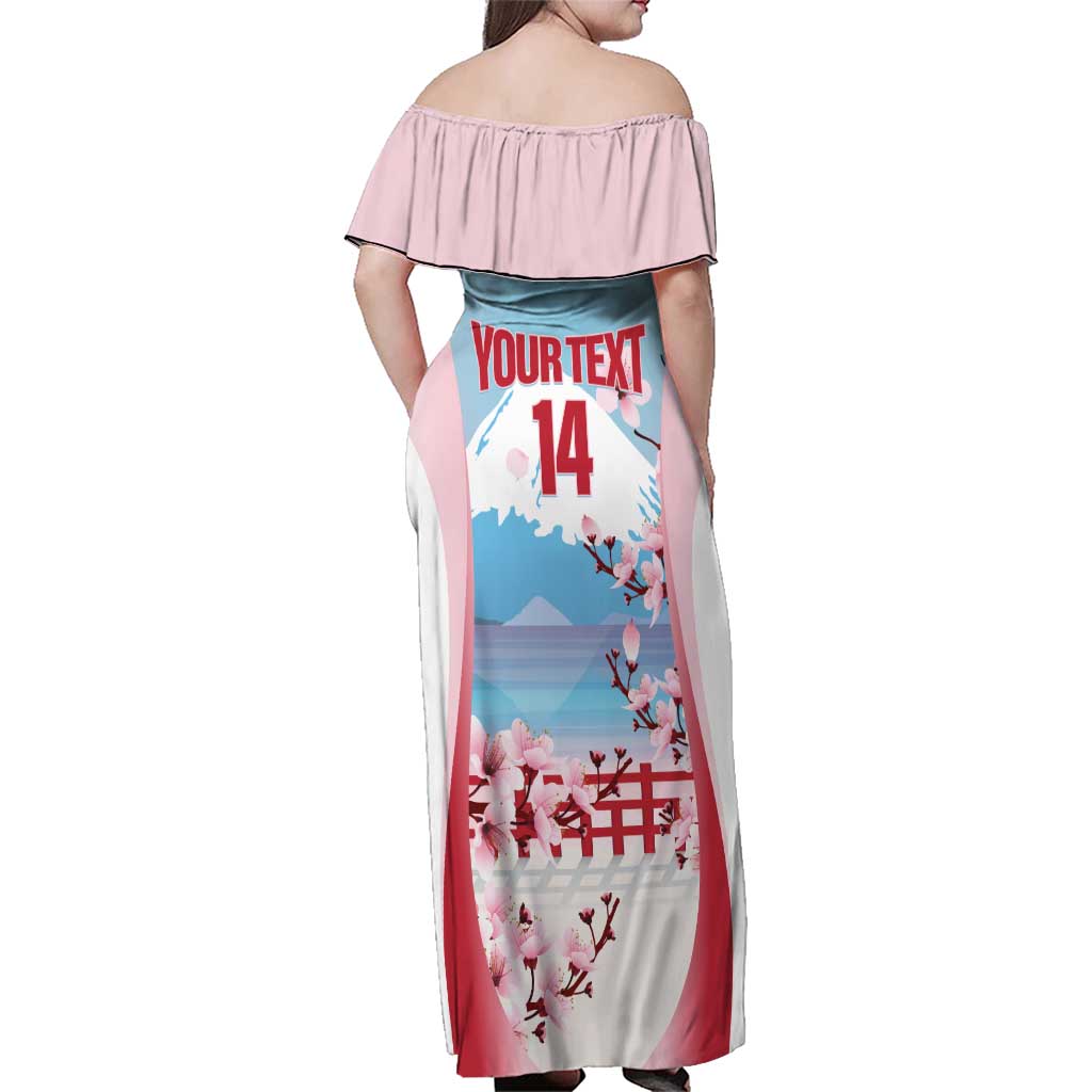 Japan Rugby Custom Family Matching Off Shoulder Maxi Dress and Hawaiian Shirt Go Sakuras Japanese Mount Fuji