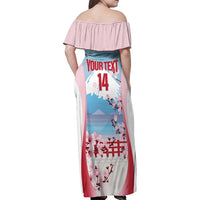 Japan Rugby Custom Family Matching Off Shoulder Maxi Dress and Hawaiian Shirt Go Sakuras Japanese Mount Fuji