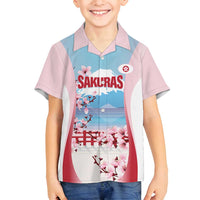 Japan Rugby Custom Family Matching Off Shoulder Maxi Dress and Hawaiian Shirt Go Sakuras Japanese Mount Fuji