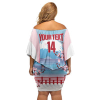 Japan Rugby Custom Family Matching Off Shoulder Short Dress and Hawaiian Shirt Go Sakuras Japanese Mount Fuji