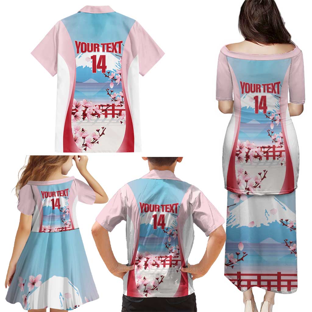 Japan Rugby Custom Family Matching Puletasi and Hawaiian Shirt Go Sakuras Japanese Mount Fuji