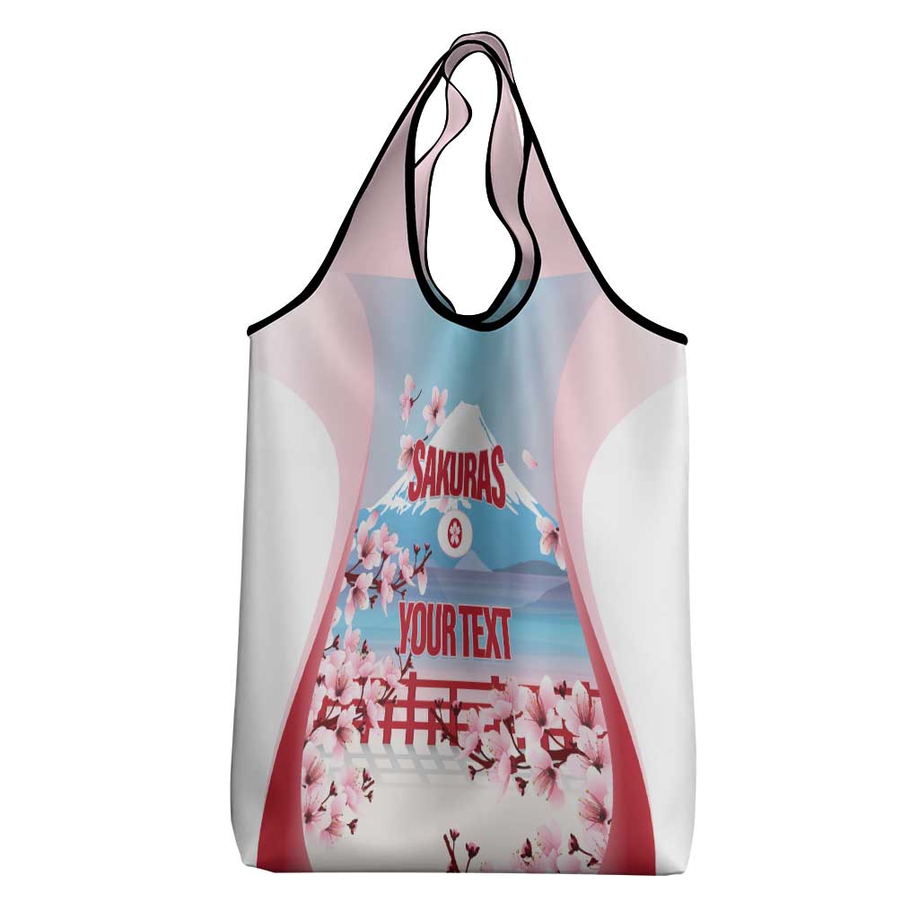 Japan Rugby Custom Grocery Bag Go Sakuras Japanese Mount Fuji