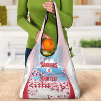 Japan Rugby Custom Grocery Bag Go Sakuras Japanese Mount Fuji