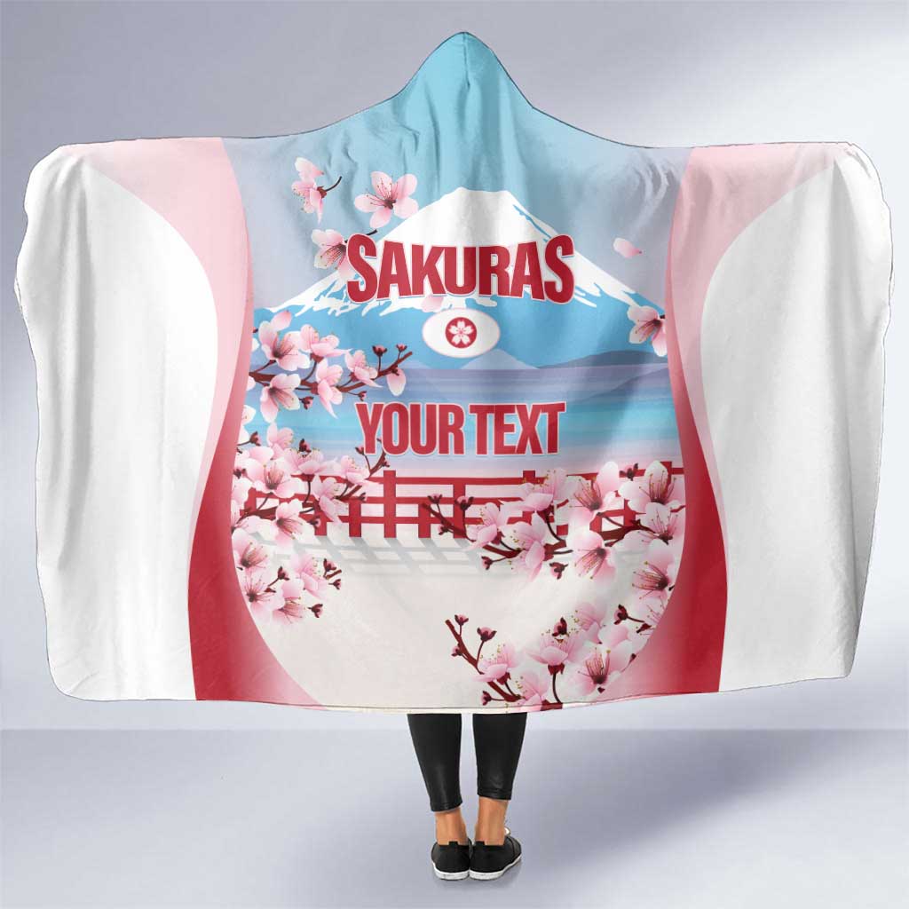 Japan Rugby Custom Hooded Blanket Go Sakuras Japanese Mount Fuji