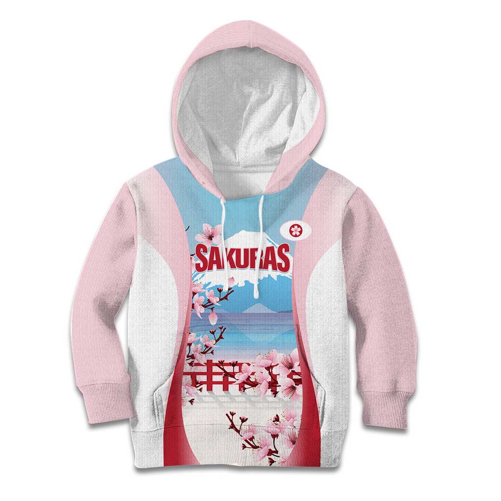Japan Rugby Custom Kid Hoodie Go Sakuras Japanese Mount Fuji