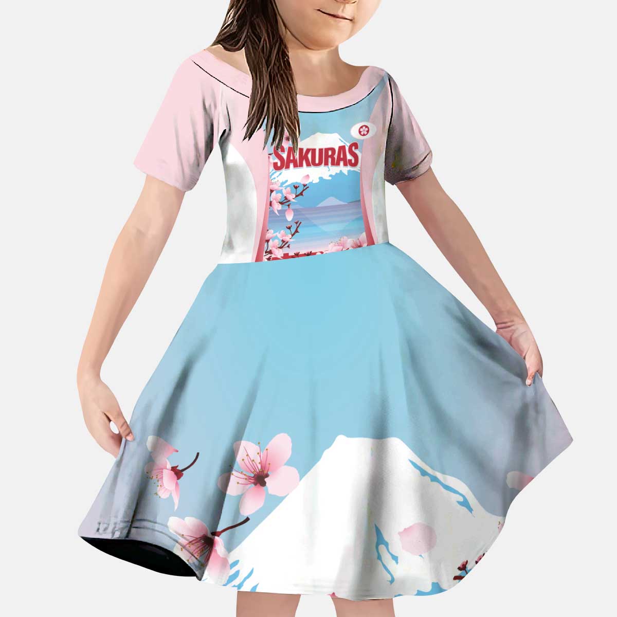 Japan Rugby Custom Kid Short Sleeve Dress Go Sakuras Japanese Mount Fuji