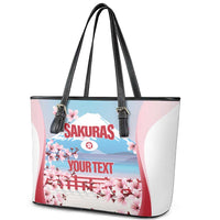 Japan Rugby Custom Leather Tote Bag Go Sakuras Japanese Mount Fuji