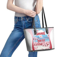 Japan Rugby Custom Leather Tote Bag Go Sakuras Japanese Mount Fuji