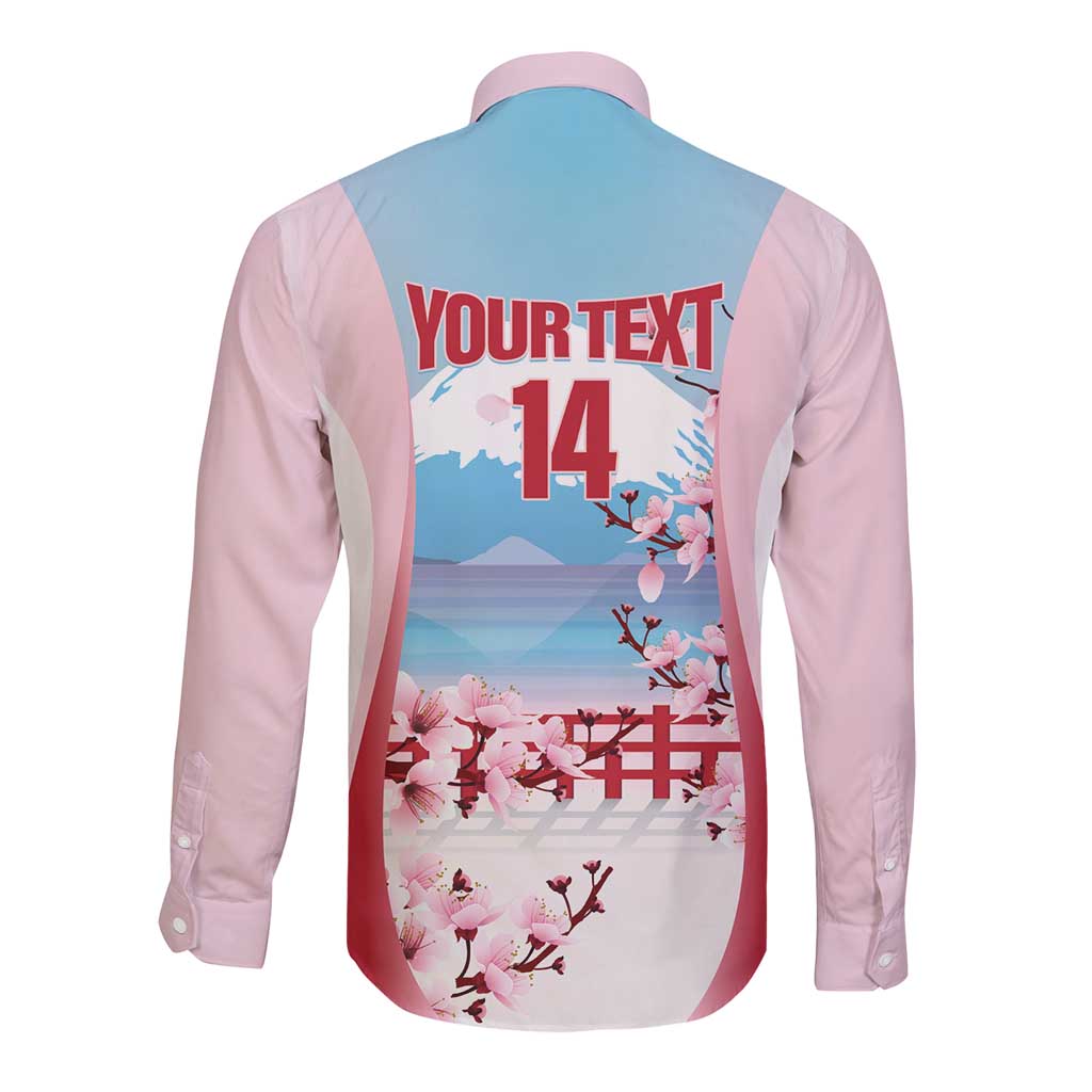 Japan Rugby Custom Long Sleeve Button Shirt Go Sakuras Japanese Mount Fuji