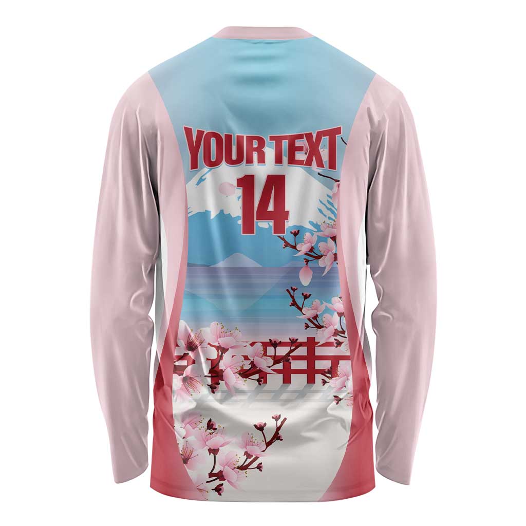 Japan Rugby Custom Long Sleeve Shirt Go Sakuras Japanese Mount Fuji