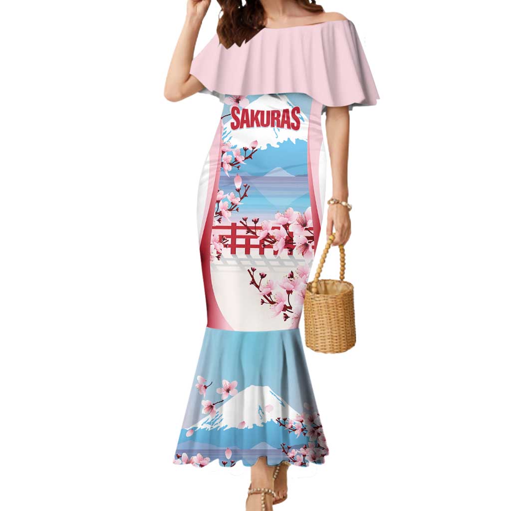 Japan Rugby Custom Mermaid Dress Go Sakuras Japanese Mount Fuji