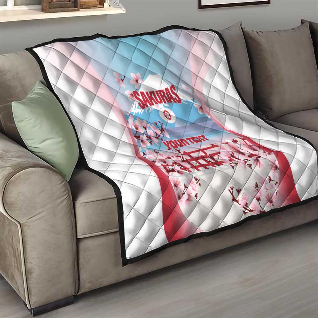 Japan Rugby Custom Quilt Go Sakuras Japanese Mount Fuji