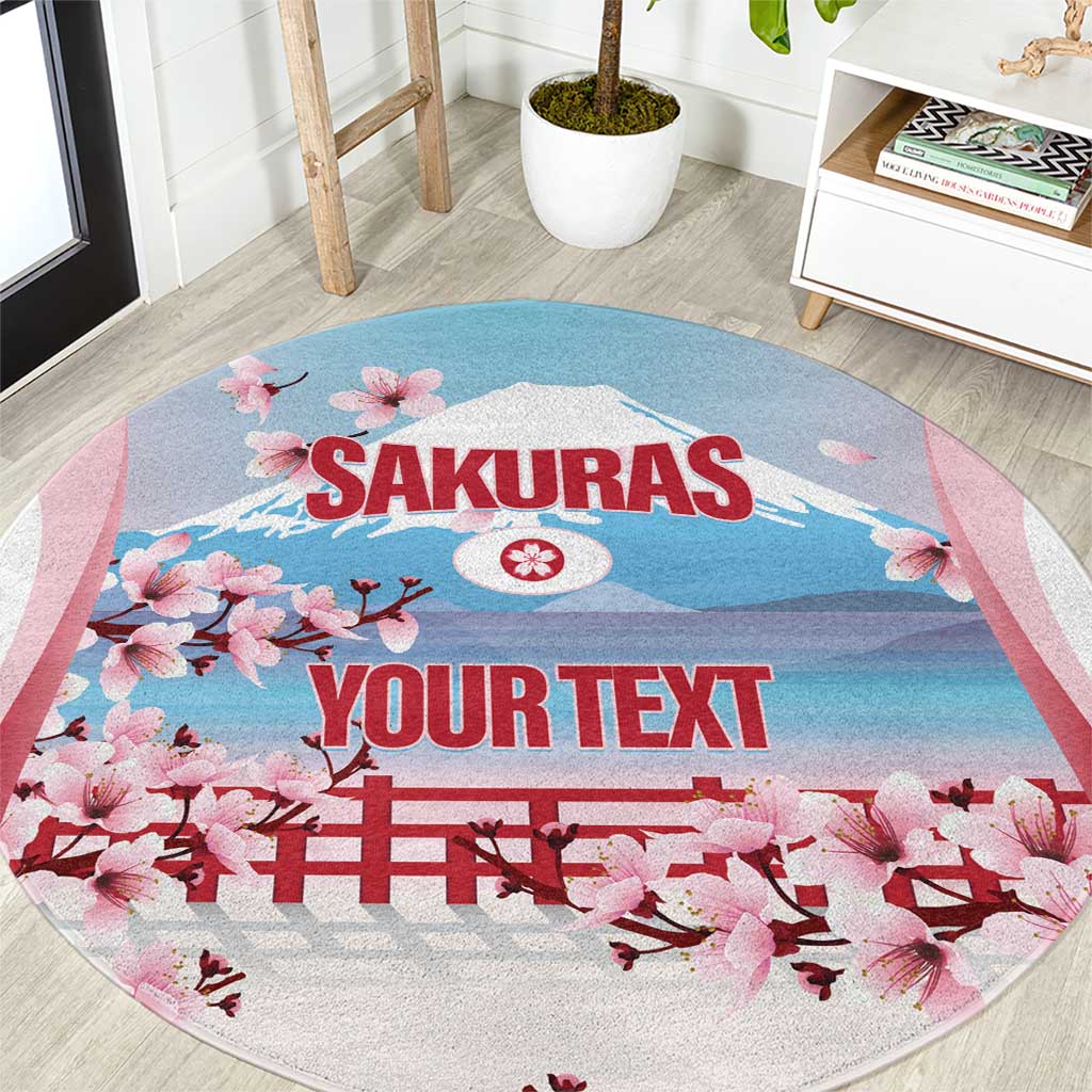 Japan Rugby Custom Round Carpet Go Sakuras Japanese Mount Fuji