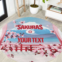Japan Rugby Custom Round Carpet Go Sakuras Japanese Mount Fuji