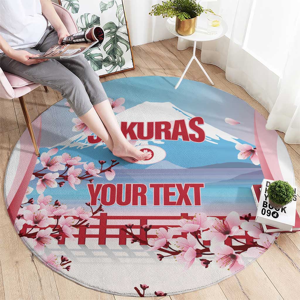 Japan Rugby Custom Round Carpet Go Sakuras Japanese Mount Fuji