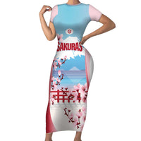 Japan Rugby Custom Short Sleeve Bodycon Dress Go Sakuras Japanese Mount Fuji