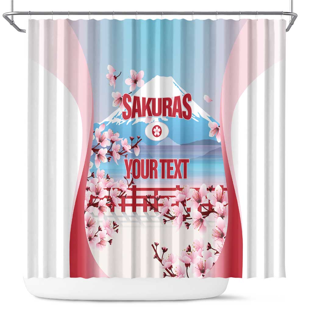 Japan Rugby Custom Shower Curtain Go Sakuras Japanese Mount Fuji
