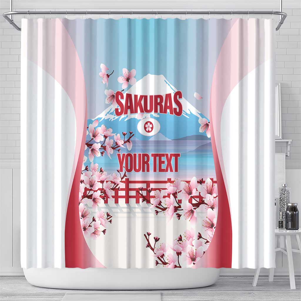 Japan Rugby Custom Shower Curtain Go Sakuras Japanese Mount Fuji