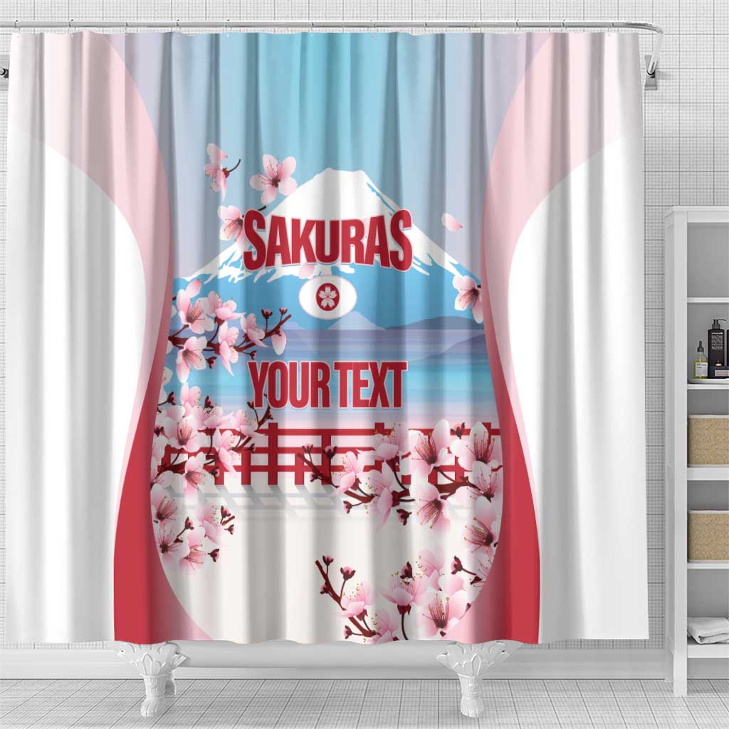 Japan Rugby Custom Shower Curtain Go Sakuras Japanese Mount Fuji