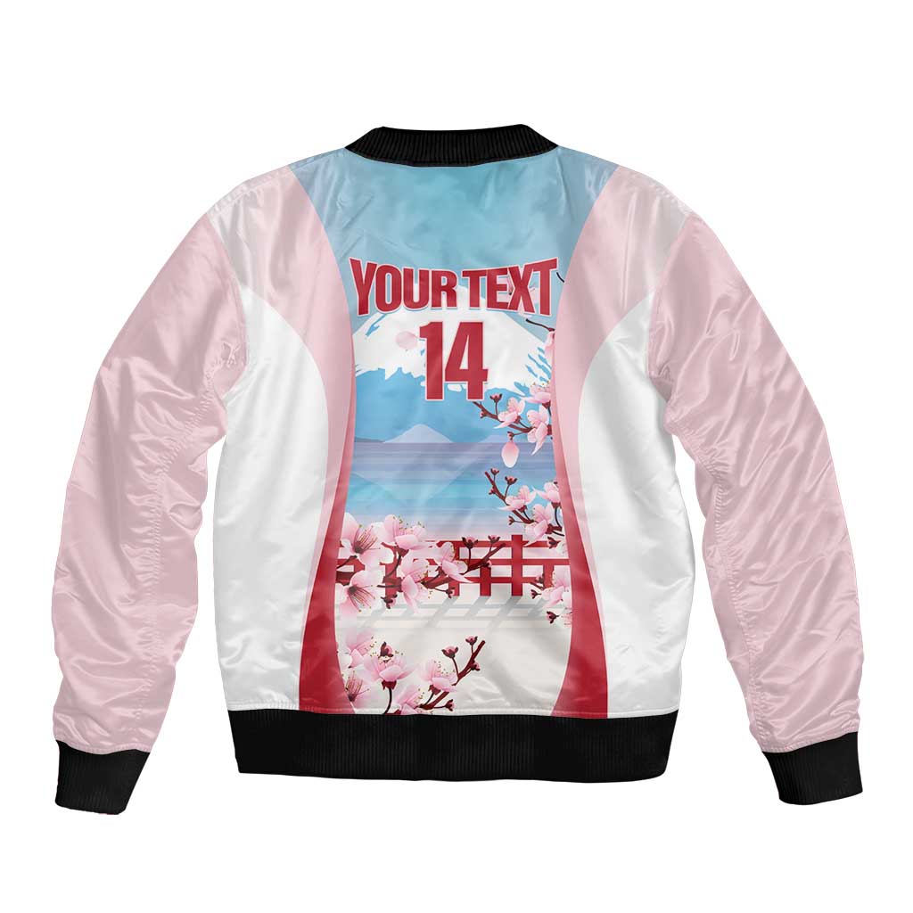 Japan Rugby Custom Sleeve Zip Bomber Jacket Go Sakuras Japanese Mount Fuji