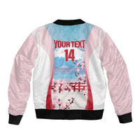Japan Rugby Custom Sleeve Zip Bomber Jacket Go Sakuras Japanese Mount Fuji
