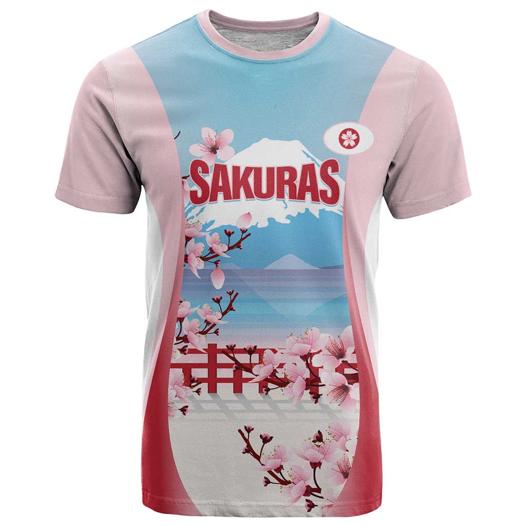 Japan Rugby Custom T Shirt Go Sakuras Japanese Mount Fuji