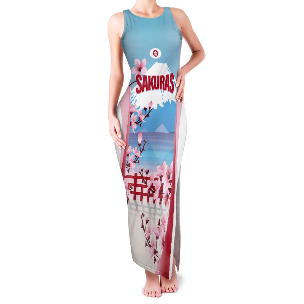 Japan Rugby Custom Tank Maxi Dress Go Sakuras Japanese Mount Fuji
