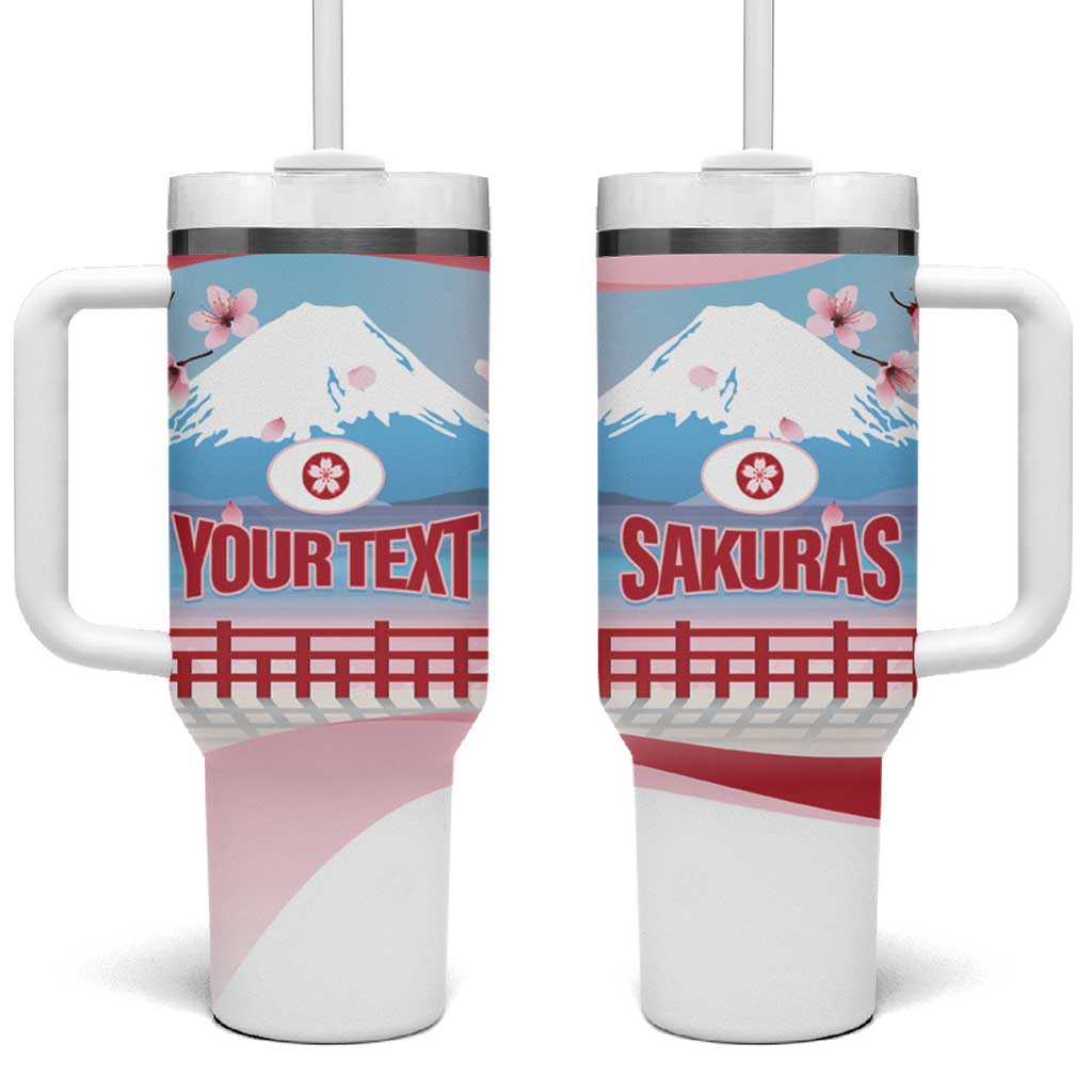 Japan Rugby Custom Tumbler With Handle Go Sakuras Japanese Mount Fuji
