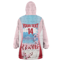 Japan Rugby Custom Wearable Blanket Hoodie Go Sakuras Japanese Mount Fuji