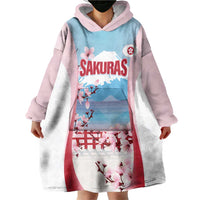 Japan Rugby Custom Wearable Blanket Hoodie Go Sakuras Japanese Mount Fuji