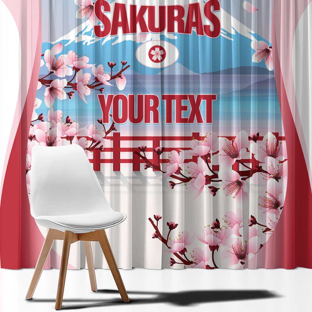 Japan Rugby Custom Window Curtain Go Sakuras Japanese Mount Fuji