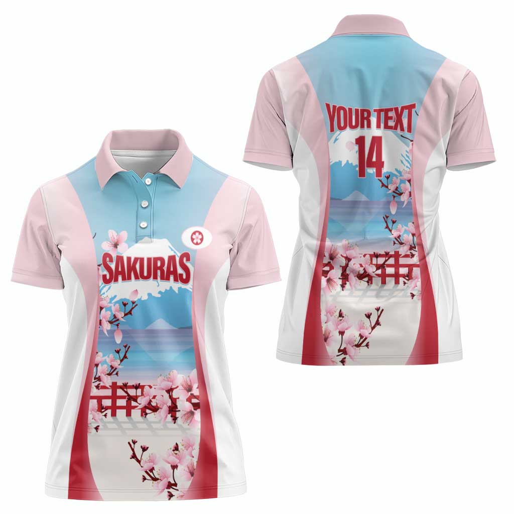 Japan Rugby Custom Women Polo Shirt Go Sakuras Japanese Mount Fuji
