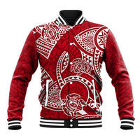 Polynesian Pride Hawaii Baseball Jacket Hawaiian Tribal Honu Red Version - Wonder Print Shop