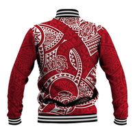 Polynesian Pride Hawaii Baseball Jacket Hawaiian Tribal Honu Red Version - Wonder Print Shop