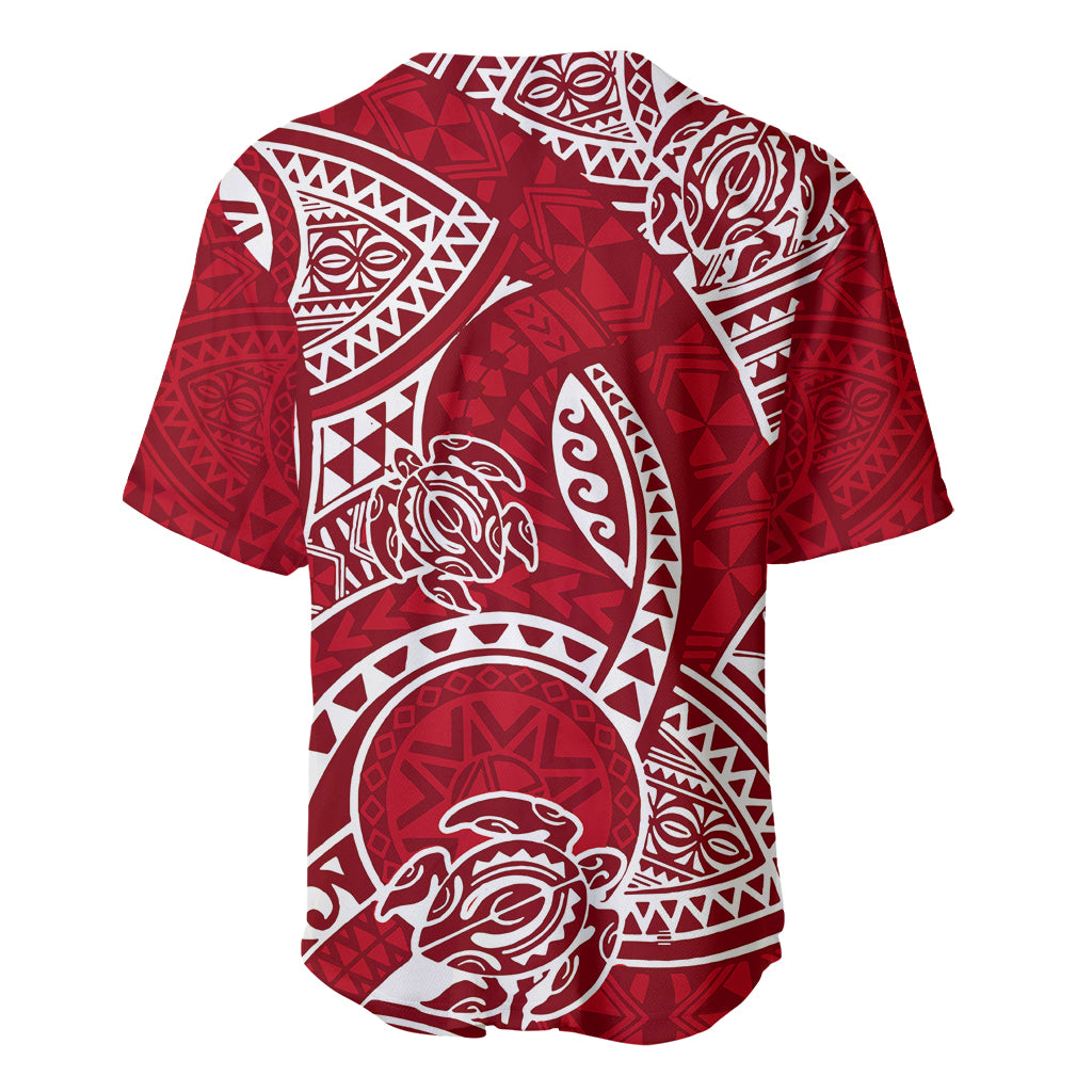 Polynesian Pride Hawaii Baseball Jersey Hawaiian Tribal Honu Red Version - Wonder Print Shop