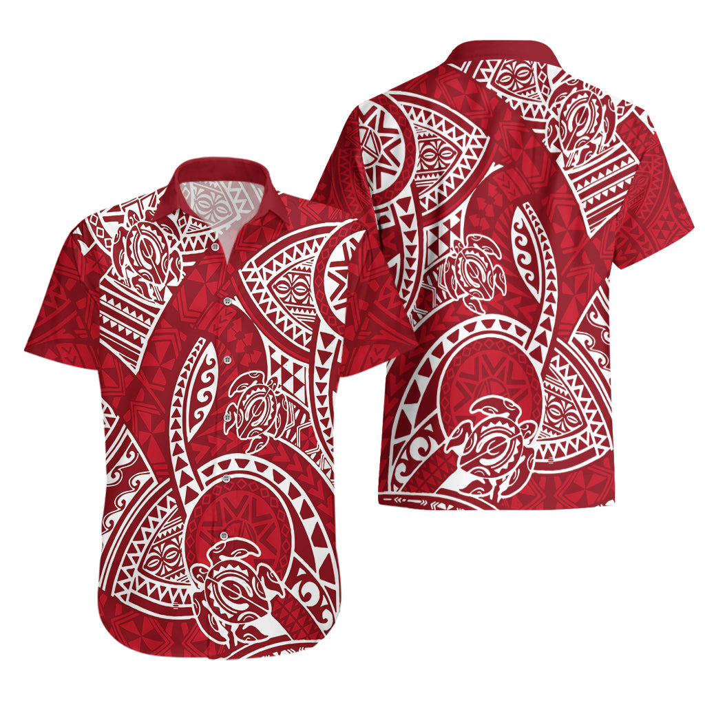 Polynesian Pride Hawaii Hawaiian Shirt Hawaiian Tribal Honu Red Version - Wonder Print Shop