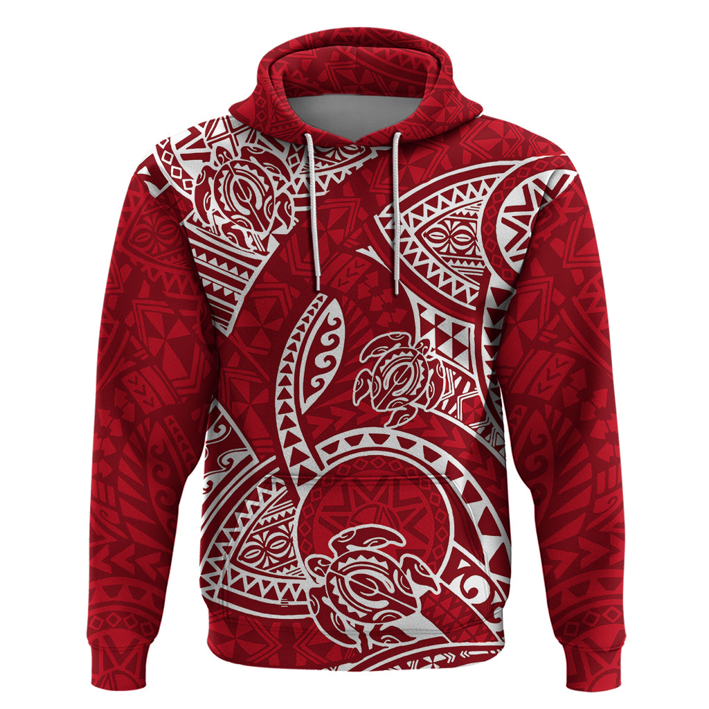 Polynesian Pride Hawaii Hoodie Hawaiian Tribal Honu Red Version - Wonder Print Shop