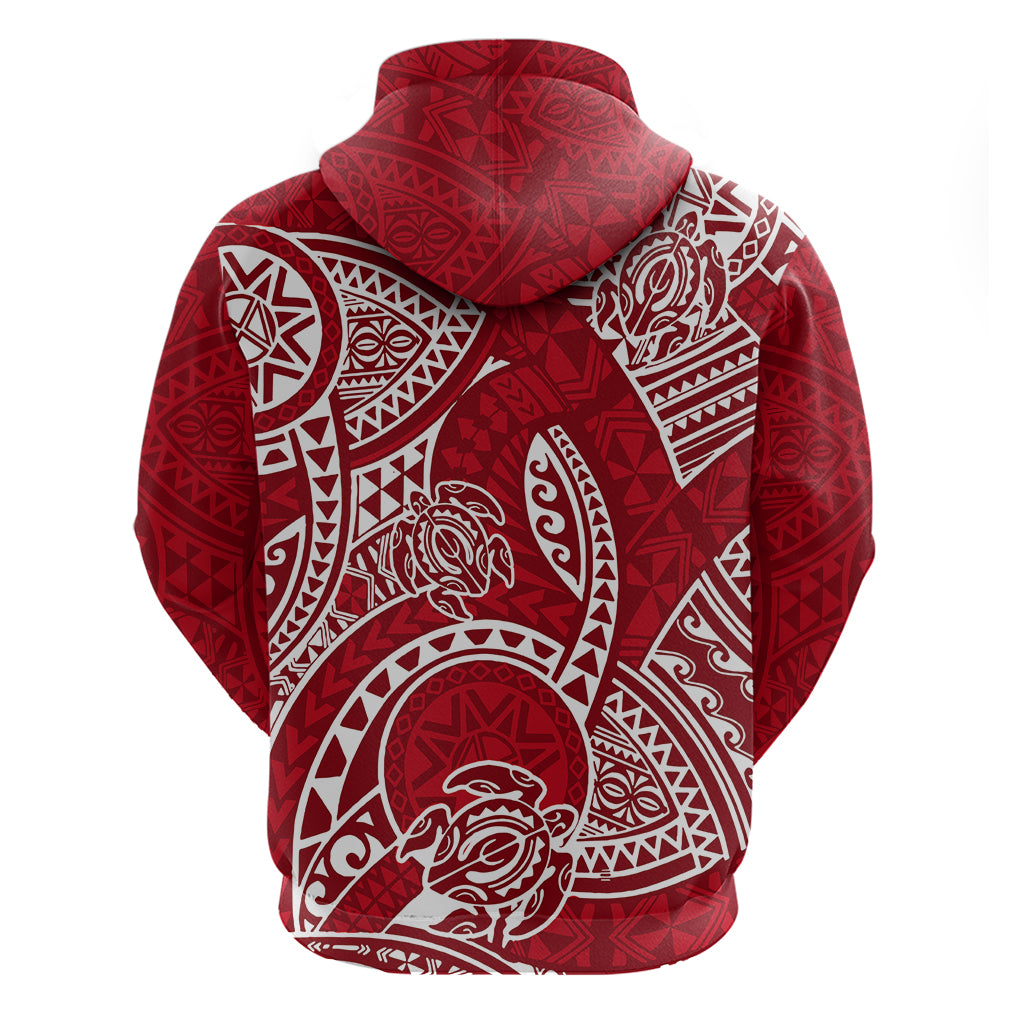 Polynesian Pride Hawaii Hoodie Hawaiian Tribal Honu Red Version - Wonder Print Shop