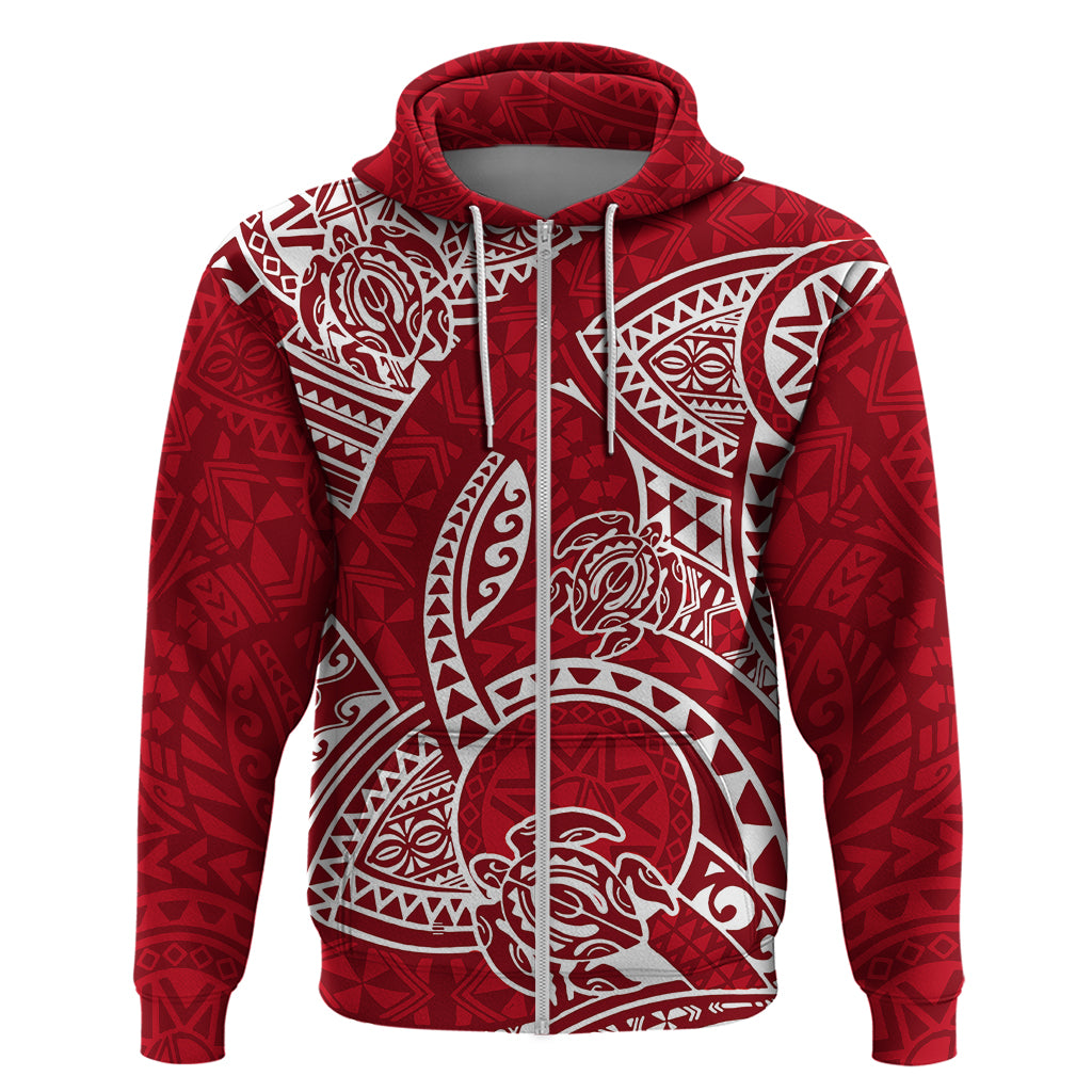 Polynesian Pride Hawaii Hoodie Hawaiian Tribal Honu Red Version - Wonder Print Shop