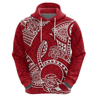 Polynesian Pride Hawaii Hoodie Hawaiian Tribal Honu Red Version - Wonder Print Shop