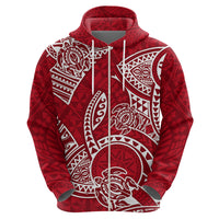 Polynesian Pride Hawaii Hoodie Hawaiian Tribal Honu Red Version - Wonder Print Shop