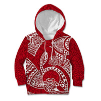 Polynesian Pride Hawaii Kid Hoodie Hawaiian Tribal Honu Red Version - Wonder Print Shop