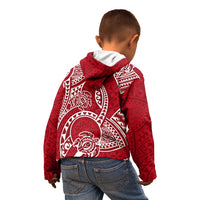 Polynesian Pride Hawaii Kid Hoodie Hawaiian Tribal Honu Red Version - Wonder Print Shop