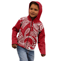 Polynesian Pride Hawaii Kid Hoodie Hawaiian Tribal Honu Red Version - Wonder Print Shop