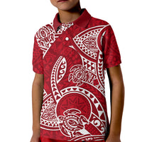 Polynesian Pride Hawaii Kid Polo Shirt Hawaiian Tribal Honu Red Version - Wonder Print Shop