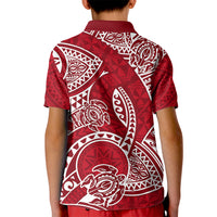 Polynesian Pride Hawaii Kid Polo Shirt Hawaiian Tribal Honu Red Version - Wonder Print Shop