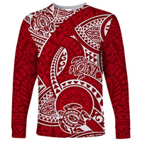 Polynesian Pride Hawaii Long Sleeve Shirt Hawaiian Tribal Honu Red Version - Wonder Print Shop