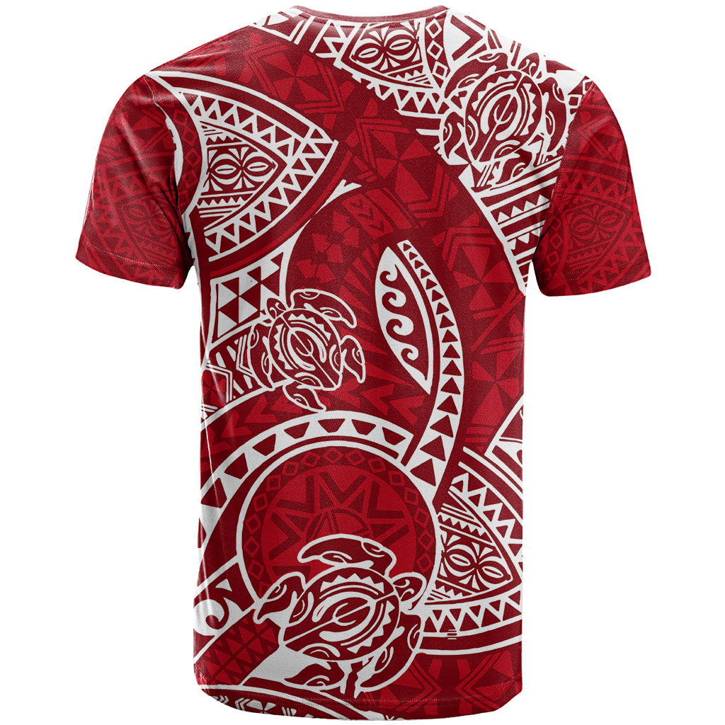 Polynesian Pride Hawaii T Shirt Hawaiian Tribal Honu Red Version - Wonder Print Shop