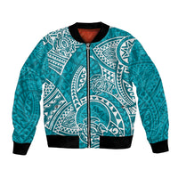 Polynesian Pride Hawaii Bomber Jacket Hawaiian Tribal Honu Turquoise Version - Wonder Print Shop