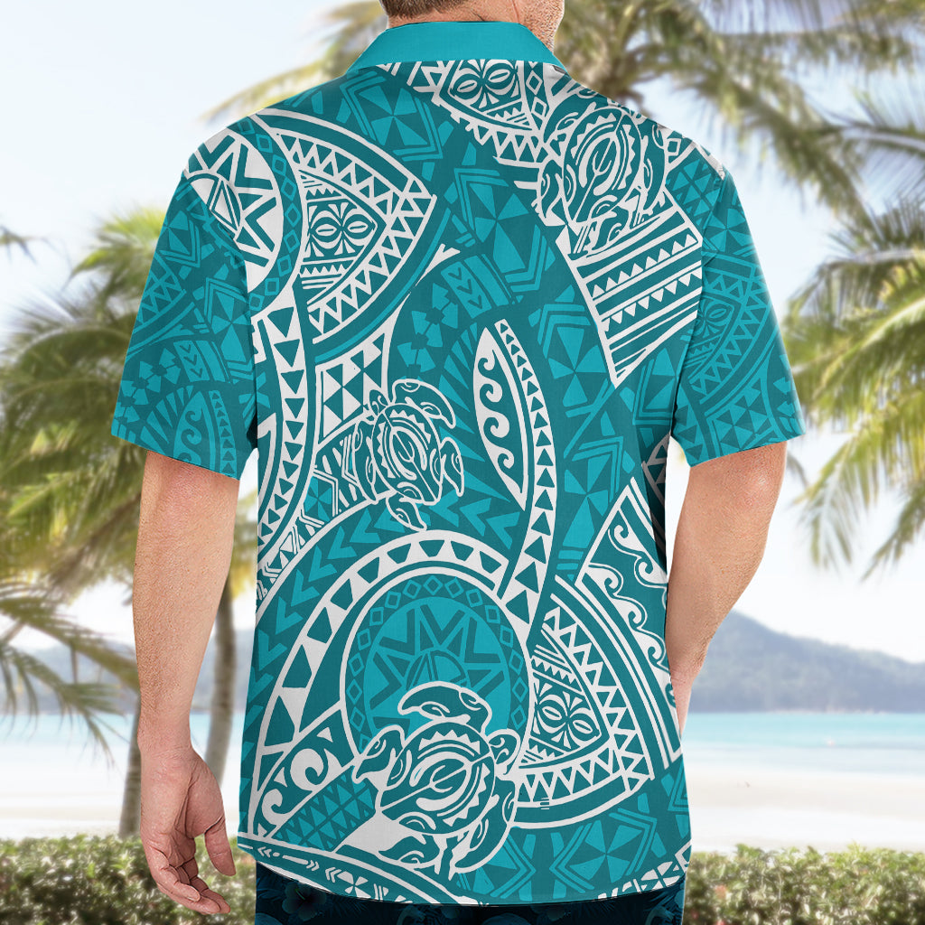 Polynesian Pride Hawaii Hawaiian Shirt Hawaiian Tribal Honu Turquoise Version - Wonder Print Shop